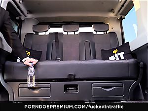 pummeled IN TRAFFIC - Footjob and car fuckfest with Tina Kay