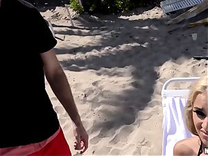 marvelous blonde Uma Jolie picked up from the beach to get beaten deep with dude meat